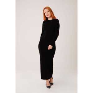 Robe moulante côtelée noire en gros, élément de mode simple, longue en tricot - Product Image 6