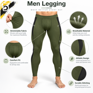 <b>Men</b> <b>Gym</b> <b>Leggings</b> Compression Breathable Material Quick Dry Anti-Bacterial Comfortable Fit Natural Movement Workout Training - Product Image 6