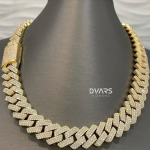 Cadena Cubana de Moissanita con Incrustaciones de 18 mm y 3 Filas, Plata de Ley 925, Chapada en Oro de 18K, Regalo de Boda, Estilo Miami - Product Image 2