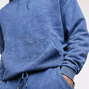 Conjunto de chándal de algodón 100% lavado ácido de talla XL, pantalones de chándal con capucha personalizados de alta calidad, patrón sólido, logotipo de invierno transpirable de talla grande - Product Image 4