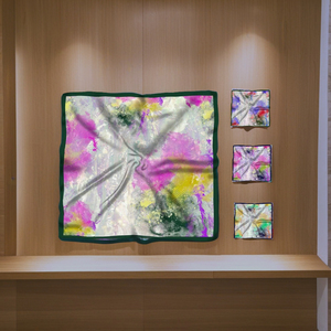 Léger femmes multicolore Vintage confortable Satin écharpe portefeuille personnalisé imprimé abstrait dessin animé Art haute qualité soie - Product Image 6