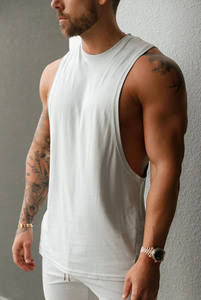 เสื้อกล้ามถักผ้าฝ้ายรูเข็มสำหรับผู้ชายเสื้อกีฬาแขนกุดทรงหลวมโลโก้ตามสั่งแห้งเร็วสำหรับฤดูร้อน - Product Image 3