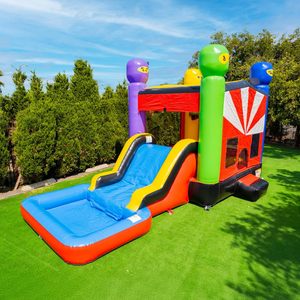 Castillo Inflable JumpOrange de 13'x 26'x 15' con Tobogán, Modelo Ninja Warrior, con Soplador, para Niños y Adultos, Ideal para Fiestas y Alquiler - Product Image 3