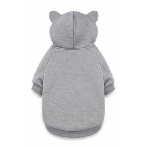 เสื้อฮู้ดดี้หูแมวน่ารักสำหรับสัตว์เลี้ยง สีเทาขาว พิมพ์ลายการ์ตูน เสื้อคลุมสุนัขแบบ unisex - Product Image 3