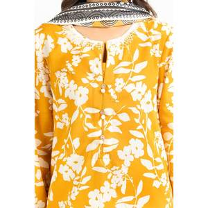 Conjunto de Traje de 3 Piezas Estampado Color Mostaza para Mujer - Product Image 1