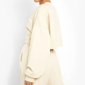 100% เซ็ตเสื้อวอร์มผ้าฝ้าย2ชิ้นแบบหนาสำหรับวิ่งชุดวอร์มสำหรับฤดูหนาวชุดวอร์มเสื้อสเวตเตอร์มีฮู้ดแขนยาวของผู้หญิงเซ็ตตัวสั้น - Product Image 6