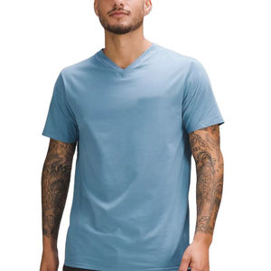 <b>V</b>-<b>Neck</b> <b>Men's</b> Fitted <b>T</b>-<b>Shirt</b> 100% Cotton Street Wear Casual Wear <b>T</b>-<b>shirt</b> OEM Breathable High Quality <b>Men's</b> <b>T</b>-<b>shirts</b> - Product Image 1