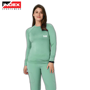 Tops médicos Scrubs, ropa interior sólida de manga larga para mujer, mangas largas con logotipos personalizados - Product Image 5