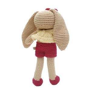 Best Seller <b>Handmade</b> Crochet Bunny <b>Doll</b> in Red Suspender Shorts Soft Amigurumi Toy for Kids and Gifts From Indonesia - Product Image 2