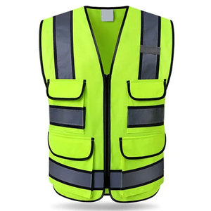 Chaleco reflectante de seguridad de dos tonos de alta visibilidad con bolsillos y chaleco reflectante de construcción con cremallera a precio barato - Product Image 1