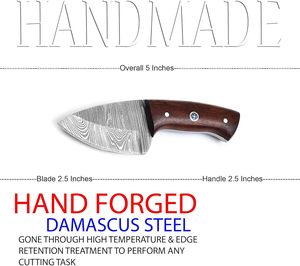 Cuchillo de Bolsillo GACI Personalizable de Acero de Damasco con Hoja Fija y Mango de Acero Inoxidable para Supervivencia al Aire Libre, Uso Industrial EDC OEM - Product Image 3