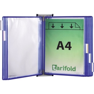 Wall Mount for 5 Blue Display Panels with Wire Frame <b>Plastic</b> Coated Suitable for DIN A4 Tariff <b>Folders</b> - Product Image 1