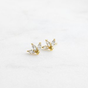 925 boucles d'oreilles victoriennes en argent Sterling coupe marquise CZ diamant pétale conception pour les fêtes de mariage nouveau cadeau à la mode classique - Product Image 1