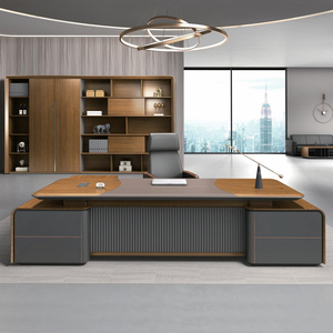 Modern Luxury <b>Extendable</b> Wooden L Shaped Executive <b>Desk</b> Modular CEO Boss Office Table Workstation for Premium Commercial Spaces - Product Image 3