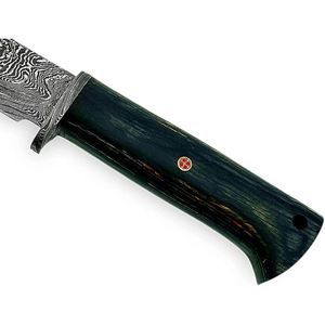 มีดสกินเนอร์เหล็กดามัสกัสทำมือแบบสั่งทำพิเศษ Burraq พร้อมด้ามเรซิ่น ปลอกหนัง เหมาะสำหรับทำเอง ตั้งแคมป์ ล่าสัตว์ ของขวัญที่สมบูรณ์แบบ - Product Image 6