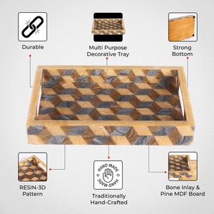 Bandeja de Servir con Incrustaciones de Hueso y Patrón Geométrico, Vajilla de Lujo al por Mayor - Product Image 2