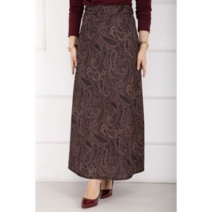 Burgundy Satin for Scuba <b>Skirt</b> Shawl Pattern XS Knee-Length Empire Waistline Breathable Soft Spandex Nylon Decorated Ruffles - Product Image 2