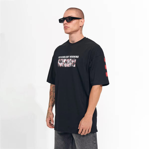 เสื้อยืดบ็อกซี่ผ้าฝ้ายสำหรับผู้ชายเสื้อสไตล์สตรีทไซส์ใหญ่แห้งเร็วและระบายอากาศได้ดีพิมพ์โลโก้ตามสั่ง - Product Image 3