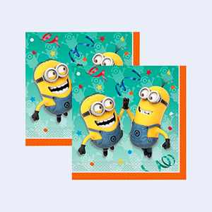 Serviettes de fête Minions 33x33cm, 16 pièces par sac, pour célébration d'anniversaire - Product Image 1