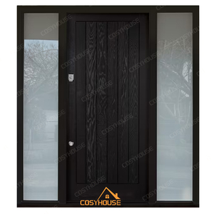 Arch tasarım ve cam paneller ile Cosyhouse özel açık ahşap çift kapı, ev giriş için klasik geleneksel tarzı - Product Image 5