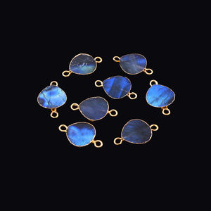 Charmes de haute qualité flashy labradorite bricolage double caution faisant connecteur 18k or plaqué bord pendentif collier connecteur - Product Image 1