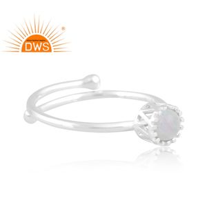 Dernière tendance argent Sterling fin naturel arc-en-ciel lune pierre gemme bague empilable bijoux personnalisés pour les femmes cadeau pour elle - Product Image 3