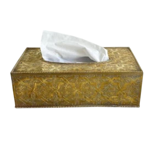 Caja de pañuelos de mesa de diseño clásico, accesorios para servilletas de mesa, caja de pañuelos de Metal martillado de la más alta calidad con acento Floral - Product Image 6