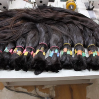 Cheveux Indiens Naturels Vierges Non Traités Remy en Vrac, Extensions de Temple du Tamil Nadu, Double Trame Faite à la Machine, Super Double Drawn, Perm
