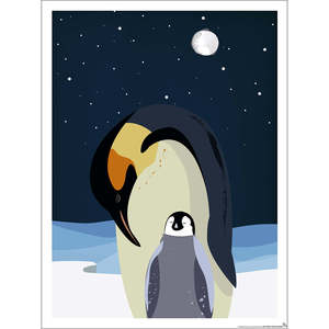 Children's Room <b>Poster</b> Adorable Penguin Mother with Child for a Polar-Themed Decor - Product Image 1