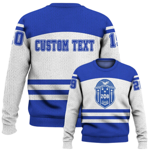 Zeta Phi Beta Greek Life Sorority Sweater 1920 ZPhiB Knit <b>Blue</b> White Chenille Embroidery Divine Nine Premium Wear - Product Image 6