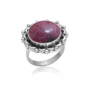 Anillo DE BODA indio para niñas, anillo de piedras preciosas, Plata de Ley 925, lujosa piedra preciosa rodonita, anillo hecho a mano, joyería de sello 925 - Product Image 1