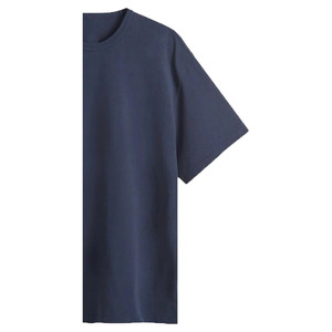T-shirt décontracté à manches courtes pour homme grande taille, 100 % coton biologique respirant et écologique, bleu, coupe oversize, broderie frontale, vierge - Product Image 5