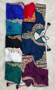 Chemisier ethnique indien readymade cousu Belle broderie manuelle sur toutes les manches Vêtements de fête de mariée indiens Saree en soie - Product Image 2