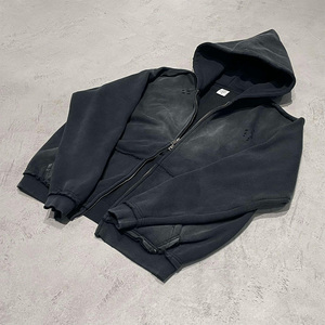 Wholesale Custom Distressed Heavyweight Zip Up <b>Hoodie</b> Vintage Snowflake Washed Streetwear Private Label OEM Factory Supply - Product Image 1