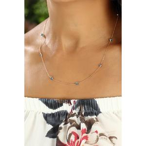 Collar con Colgante Fino de Plata de Ley 925 Azuris Hecho en Turquía, Accesorio Perfecto para Festivales - Product Image 1