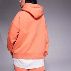 Vente chaude 100% coton français éponge surdimensionné pull à capuche respirant coupe ample blanc à capuche poids lourd femmes sweat - Product Image 6