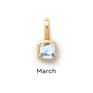 Aguamarina Esmeralda Corte 6mm Octágono Colgante Oro Vermeil Plata de ley con Rodio Chapado Piedra DE NACIMIENTO sólida Charm Collet - Product Image 2