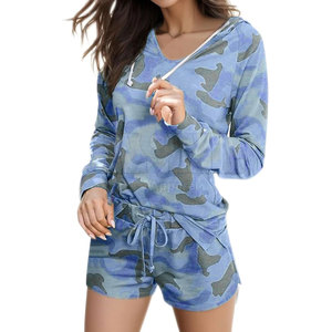 Ensembles de shorts à capuche pour femmes de taille personnalisée les plus populaires Nouveau motif solide décontracté pour la vente en ligne printemps/été - Product Image 1