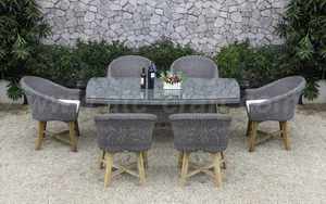 Juego de comedor moderno de mimbre PE de 6 piezas, mesa de madera elegante para jardín al aire libre, patio o cocina para uso doméstico o hotelero - Product Image 3