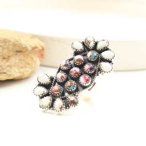 Anillo ajustable de Plata de Ley 925 hecho a mano Rosa Dalia turquesa caballo salvaje-pieza de declaración elegante para mujeres bodas fiestas - Product Image 2