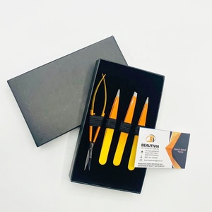 Pince à épiler à pointe pointue avec logo personnalisé Orange & Jaune Ensemble de sourcils ciseaux à ressort pour l'épilation des sourcils avec emballage - Product Image 6