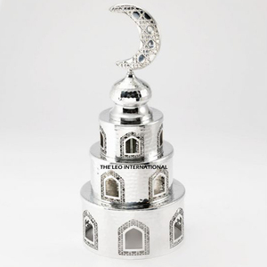 Dates islamiques Décoration minaret en métal Tour islamique vintage texture martelée couleur argent pour les fournisseurs de gros - Product Image 4