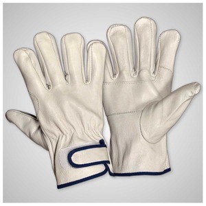 Modèle Mottoristica avec conducteur de grain de vache blanc avec fermeture velro et paume à moitié renforcée et pouce rond - Product Image 1