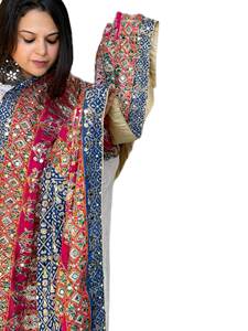 ผ้าไหมปักลายดอกไม้ร่วมสมัยทำด้วยมือผ้าไหมสีสดใสสไตล์ชาติพันธุ์พร้อมตกแต่งลวดลายกระจกด้วยลูกไม้ - Product Image 2