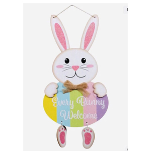 Hot Selling <b>Welcome</b> Every Bunny Metal Hanging Sign Features Three Cut Out Bunnies That Are Held by a Galvanized Metal <b>Banner</b> - Product Image 5