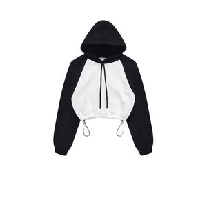 Custom Color Block Raglan Sleeve Crop <b>Top</b> Hoodies Women's Hoodies - Product Image 1