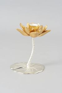 Wholesale Elegant Lotus Design Glossy Handmade Top Metal Candle Holder <b>for</b> <b>Shelf</b> Decor Night Stand Gift <b>Basket</b> Soft Light Zone - Product Image 3
