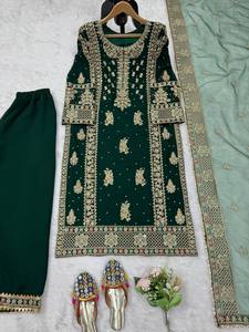 Traje de diseñador paquistaní Georgette Salwar con trabajo bordado, vestido largo paquistaní Salwar Kameez Dupatta para función de boda - Product Image 2