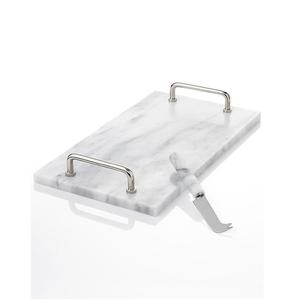 Modern Arrival <b>Kitchen</b> Essential Custom Size White Marble Serving Tray Metal Handle <b>Sharp</b> <b>Knife</b> Sustainable Feature for Home Use - Product Image 1