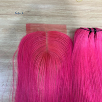 Extensions de cheveux humains vierges lisses et raides couleur rose pour femmes noires, longueurs de 8 à 30 pouces, double trame faite à la machine, vente en gros